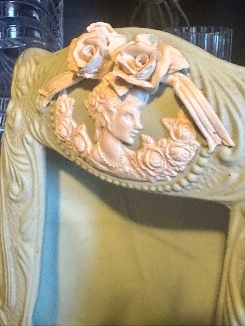 Vintage Sage Green Cameo Picture Frame
